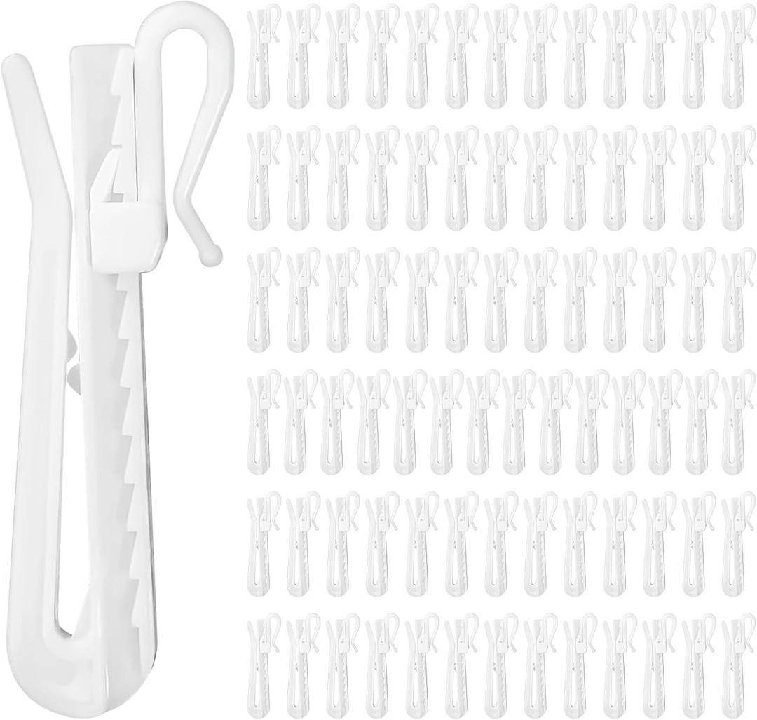 Plastic Curtain Hook Adjustable Pinch Pleat Curtain Hooks 3.1Inch Ratchet System Pinch Pleated Curtain Hook White for Bedrooms Living Rooms Bathrooms Outdoor Courtyards Study Rooms (80 Pcs)