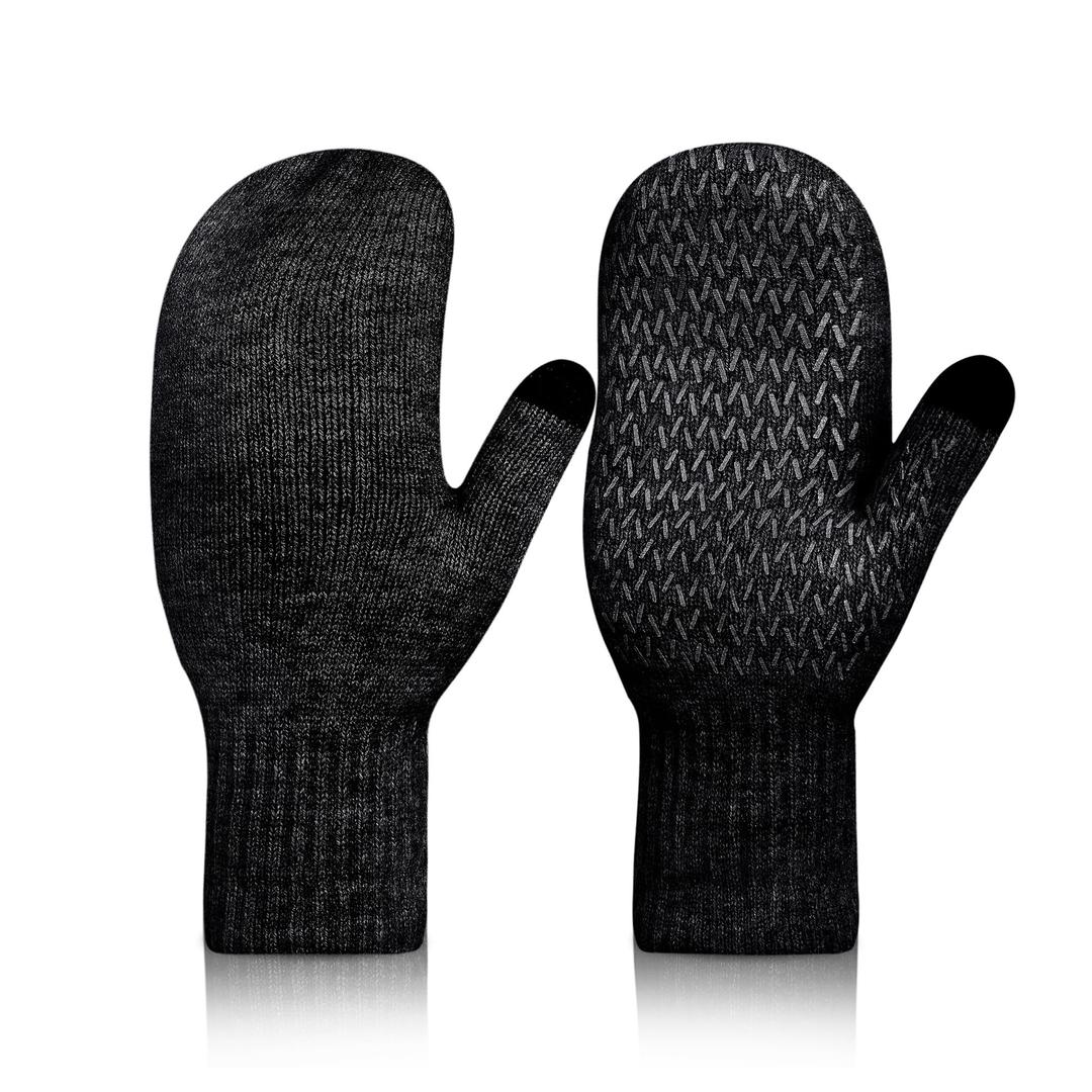 Rahhint Alpaca Wool Mittens for Women Men Double Layer Fleece Lining Winter Gloves Touch Screen Windproof Warm Gloves Gifts