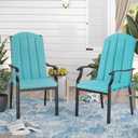 Adirondack Chair Cushion Set of 2 Indoor Outdoor Furniture Cushions Rocking Chair Cushions with Straps Replacement Folding Patio Chair Pad,19.7x18.9x1.5 Inch（Blue）