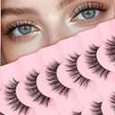 Lashes False Eyelashes 16MM Wispy Lashes Fake Eyelashes Natural 3D Volume Lash Strips C Curl Eyelash Pack with 0.1MM Thin Band Soft Eye Lash ChirpyLuna 7 Pair