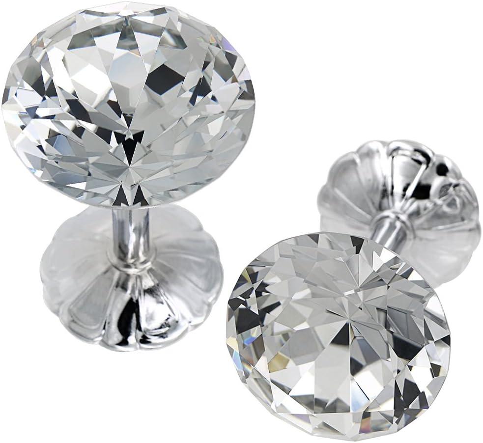 Sumnacon Classic Crystal Curtain Tiebacks Tassel Curtain Holdbacks, 2 Pcs Wall Mounted 2 1/3 Dia Home Office Decorative Drapes Tie Back Holders Multi Use Wall Hook Coat Hanger(60mm Silver)