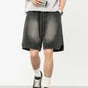 Men's Y2K Baggy Denim Shorts Loose Fit Vintage Harajuku Casual Jorts 2026 Summer Elastic Waist Alt Emo Streetwear (XL)