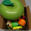 iPlay, iLearn Toddler Play Food Toy, Kids Cutting Fruit Vegetable Toy Food Set, Girl Pretend Play Kitchen Accessories W/ Storage Box, Emotional Learning Activities Birthday Gift 3 4 5 6 8 Year Old Boy