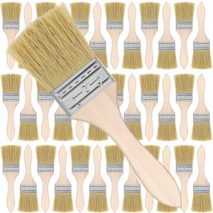 Chip Paint Brushes Bulk 2 Inch Natural Bristle Wooden Satin Brushes for Paint, Wood, Glue, Varnish, Wood, Wall, Art and Craft Supplies (Pack of 100)