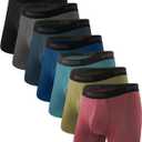 BAMBOO COOL Men's Underwear Breathable Boxer Briefs with Fly Moisture-Wicking Lightweight Underwear 7-Pack (Large)