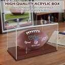 Football Display Case, Acrylic Football Display Box with Wooden Base, UV Protection Clear Case for Official Size Footballs, Sports Memorabilia Display Case
