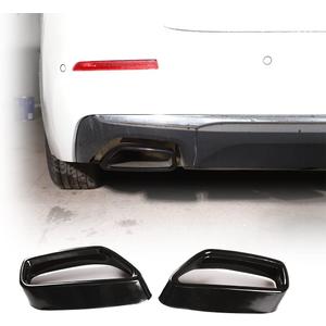 Black Stainless Steel Pipe Throat Exhaust Outputs Tail Frame Trim Cover 2Pcs For BMW 5 Series G30 G38 2018-2021 Car Accessories (Black)