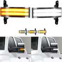 ROCCS LED Sequential Amber Side Mirror Marker Turn Signals White Parking Cargo Lights Switchback Tow Mirror Light for 2014-2019 Chevy Silverado GMC Sierra 1500 2500HD 3500HD, Clear Lens