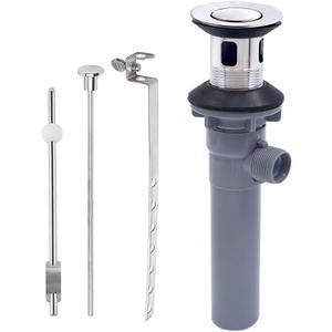 Pop-up Sink Drain Stopper with Lift Rod - Universal Bathroom Sink Drain Kit for Lavatory & Vanity Sink with Overflow, Fit Most US Drains (Chrome)