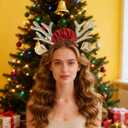 2 x Christmas Headbands for Women Gold Reindeer Antlers Headband for Womens Christmas Headband Holiday Headbands for Women