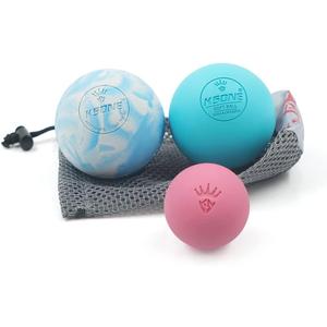 KSONE Massage Lacrosse Balls -Massage Balls for Myofacial Release&Trigger Point Therapy-Set of 2-Hard Lacrosse Massage Ball &Soft Massage Ball with one mini Ball (Multi Blue)