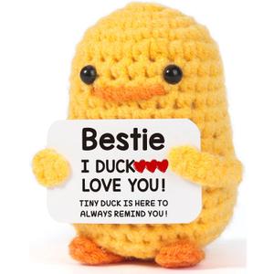 MBL Birthday Gifts for Women Bestie - I Duck Love You, Handmade Funny Cute Knitted Duck for Sister Female Best Friend BFF, Get Well, Friendship, Graduation, Birthdays, Christmas