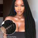 quickwig Senegalese Twist Long Braided Wig 26 Inches Square Knotless Twist Braided Wigs for Black Women Glueless Full Lace Braids Wigs Pre Plucked with Baby Hair Synthetic Twist Hair Black Color
