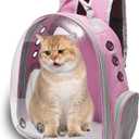 Vivicreate Large Cat Backpack Carrier for Travel and Hiking Transparent Pet Bubble Backpack for Cats up to 20lbs with Ventilation and Padded Straps Mochila (Pink)