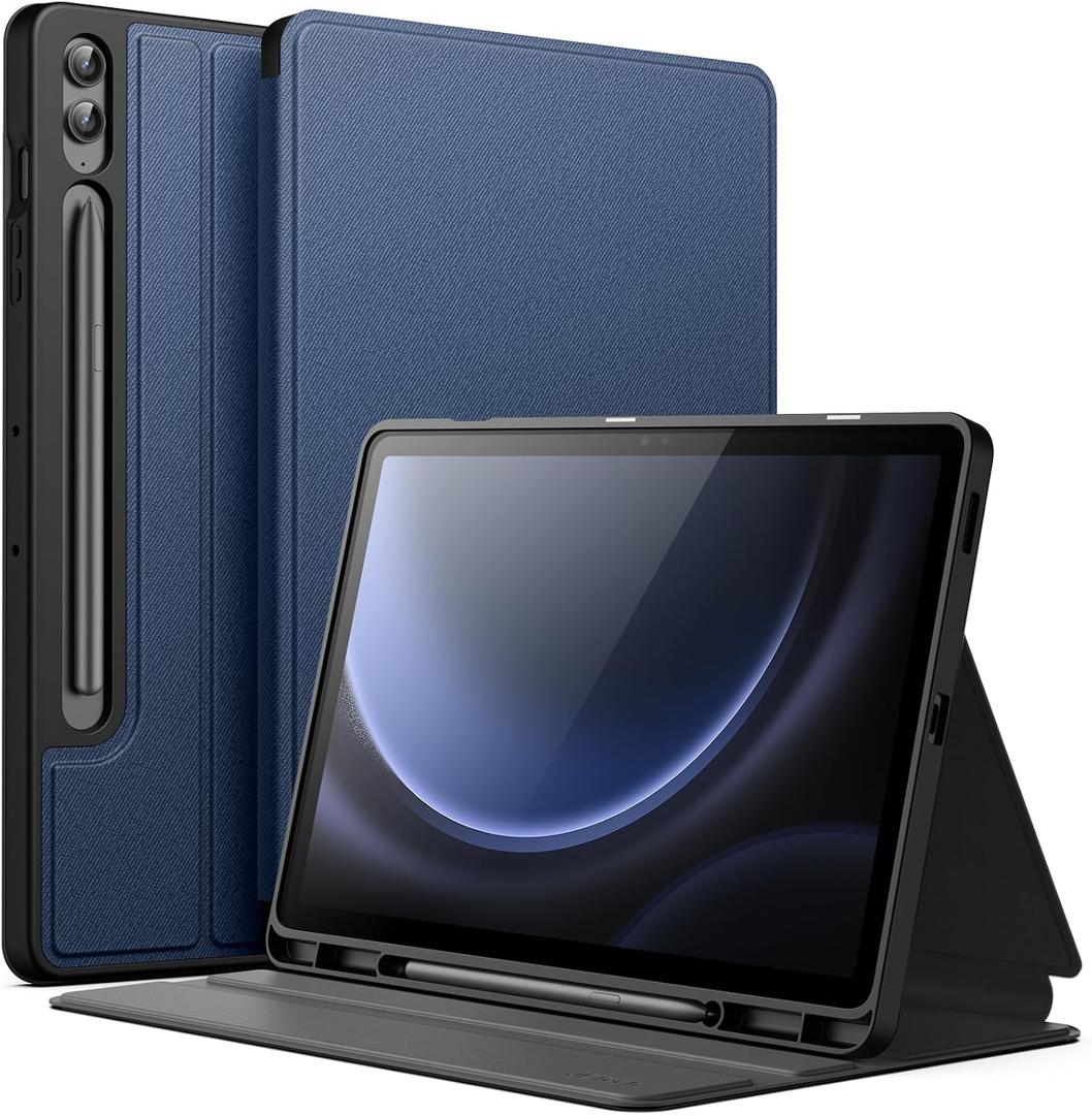 JETech Case for Samsung Galaxy Tab S9 FE+ / S9 FE Plus 12.4-Inch with S Pen Holder, Slim Folio Stand Protective Tablet Cover, Multi-Angle Viewing (Navy Blue)