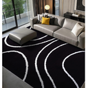 YIHOUSE Black Modern Area Rugs 8x10,Large Black and White Rugs for Living Room,Wave Washable Rug 8x10,Thin Abstract Geometric Rug,Minimalist Striped Rugs for Bedroom,Office