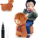 Bouncy Highland Cow Hopper Toys, Inflatable Cow Ride on Bouncer, Indoor Outdoor Highland Cows Plush Bouncy Horse for Toddlers & Kids, Bouncing Animals Toddler Toys, Toddler Gifts