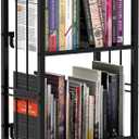 Bookshelf Vertical Storage Freestanding Storage Stand for Living Room, Bedroom, Kitchen, Rust Resistance, Easy Assemblyl Free CombinationMulti-Functional Organizer (4 Tiers, Black)