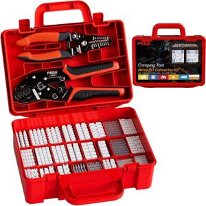 PEBA Crimping Tool and JST Connector Kit, 30 Types of 1.0mm JST-SH, 1.25mm JST-GH, 1.5mm JST-ZH, 2.0 mm JST-PH Connectors & Contacts, Crimping Pliers AWG 32-22 for 1.0mm - 2.0mm Pitch Pin Terminal