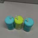 The First Years Squeeze & Sip Toddler Straw Cups - Squeezable Transition Sippy Cup with Silicone Straw - Toddler Feeding Supplies - 7 Oz - 3 Count - Ages 6 Months and Up (Green/Teal)