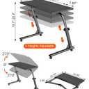 TV Tray Table, Mobile TV Dinner Trays for Eating on Couch, Folding Side Desk with Wheels, Tilt & Height Adjustable Snack Table Laptop Desk for Sofa Living Room Bedroom & Office (Black)