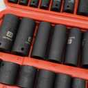 LLNDEI 3/8" Drive Impact Socket Set SAE and Metric (5/16"- 3/4", 8-22mm) 48pcs, CR-V Steel, 6 Point Sockets, Extension Bar (3-in, 6-in), 1/2"F to 3/8"M Reducer Universal Joint
