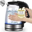 1500W Electric Kettle with Temperature Control - 6-Temp Presets for Tea/Coffee, Double Wall Cool-Touch, 4H Keep Warm, 1.7L Borosilicate Glass & BPA-Free, Fast Boil for Home/Office