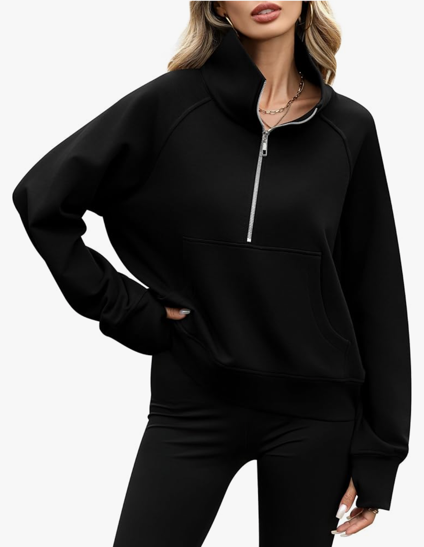 Women's Half Zip Fleece Sweatshirts Raglan Long Sleeve Pullover Oversized 2025 Fall Casual Outfits Clothes XS