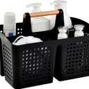 PAKCHOICE Portable Shower Caddy Basket with Compartments, Plastic Divided Cleaning Caddy Organizer Storage Tote with Handle for Bathroom, College, Dorm Room Essentials
