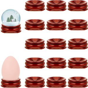 Taiyin 15 Pcs Sphere Stands for Display Crystal, Crystal Holder Wood Egg Ball Stand Stone Rock Display for Home Decor Gemstone (Medium,Simple Style)