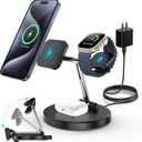 3 in 1 Wireless Charger Foldable Charging Station for Multiple Apple Devices, Compatible with iPhone 15/ 14/ 13/ 12, for Apple Watch, for AirPods Pro/ 3/ 2, Cable Adapter Included(Black)