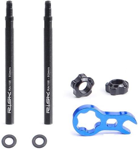 Pack of 2 pcs Bike Bicycle Tubeless Presta Valve Extender Extension with Core Wrench, 45mm 80mm (removable-80mm)