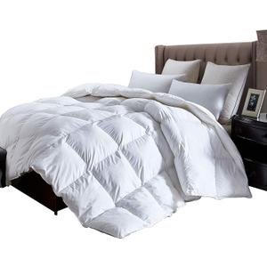 Luxurious Full/Queen Size Lightweight Goose Down Comforter Duvet Insert Summer Weight, 1200 Thread Count 100% Egyptian Cotton, 40 oz Fill Weight, White Color