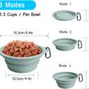PetBonus 2-Pack Silicone Collapsible Dog Bowls, BPA Free Dishwasher Safe, Portable Foldable Expandable Travel Bowl, Food Water Feeding Cup Dish for Dogs Cats with 2 Carabiners (Turquoise, Tan)