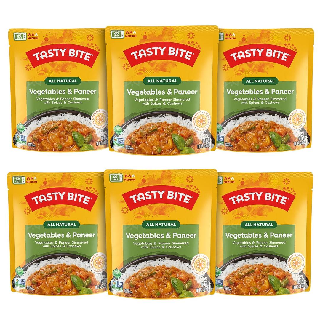 Tasty Bite Indian Vegetables & Paneer, Microwaveable Ready to Eat Entrée, 10 Ounce (Pack of 6) (EXP 07/31/27)