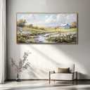 PHAOHUAXM Large Canvas Wall Art For Living Room Wall Decor For Bedroom Flower Watercolour Office Decoration Countryside Scenery Wall Picture Printing Art Painting Home Decor 30x60 In Wood Framed