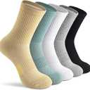 Gonii Crew Socks Women Running Hiking Thick Cushiones Athletic Socks 5 Pairs, L