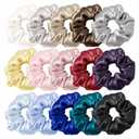 LILYSILK Silk Scrunchies and Ponytail Holders for Frizz & Breakage Prevention, 100% Mulberry Silk, Elastic Hair Ties, 15Pc, Random Color