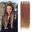 Leeven 40 Strands 24 Inch Synthetic Dreadlock Extensions Ombre Copper Red to Honey Blonde Single Ended Dread Extensions Handmade SE Thin Hippie Dreads 0.6 cm Soft Loc Extensions for Women Men