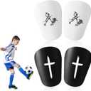 3 x Jesus Mini Anti-Slip Shin Guards - Small, Protective, Tiny Soccer Shin Pads - Miniature Football Gear for Men, Women & Youth (Black, White)