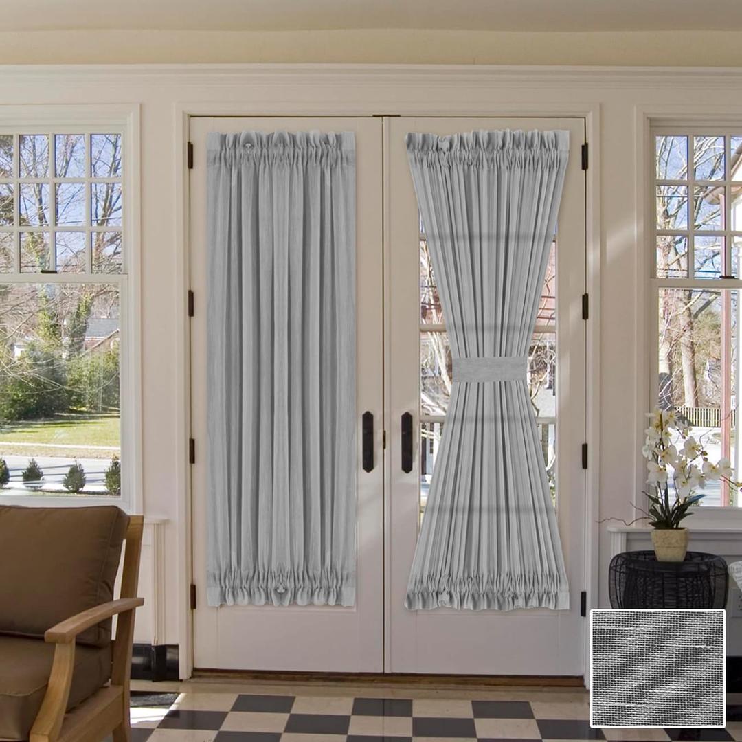 H.VERSAILTEX Linen Sidelight Curtains Light Filtering Semi Sheer French Door Panels 72 Inches Long Natural New Dove Curtains for Front Glass Door Back Doors Entry Door 1 Panel