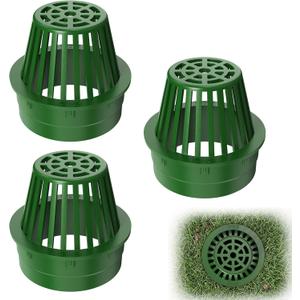 4 Inch Atrium Drain Grate, Outdoor Drain Cover for 4 in. Sewer and Drain Pipe Fittings, Raised Yard Drain Grate for Lawn, Landscape Bed, Patio Drainage, 3PC