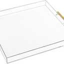 Extra Large Clear Acrylic Serving Tray (2121 Inches) with Gold Handles Spill Proof Acrylic Over Size Big Decorative Tray Organiser for Ottoman Coffee Table Countertop