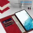 ZZXX for Samsung Galaxy S22 Wallet Case with [RFID Blocking] Card Slot Stand Strong Magnetic Leather Flip Fold Protective Phone Case for Samsung Galaxy S22 Case Wallet(Red-6.1 inch)