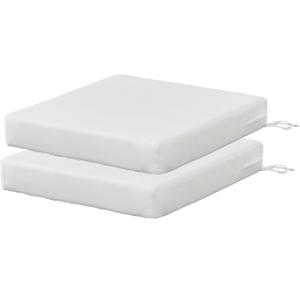 SAMTY Patio Chair Cushions Non Slip Bottom Chair Pad with Ties Set of 2 Waterproof Square Outdoor Seat Cushion Replacement for Garden Swing Furniture 18x18 Inch, White