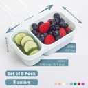 8 Pack Wheat Straw Snack Containers with Lids, 2-Compartment Reusable Bento Boxes for Meal Prep, Travel, Camping, and On-the-Go Snacks, Leak-Proof & Dishwasher Safe (8 Colors)