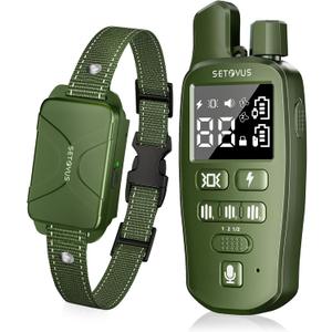 Dog Shock Collar, Training Collar, Two-Way Audio 4500ft Waterproof Bark Control Collar, Rechargeable Electric Collar with Recording, Call, Vibrate and Shock Functions for All Breeds (Green)