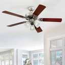 Westinghouse 7237100 Vintage Indoor Ceiling Fan with Light, 52 Inch, Brushed Nickel