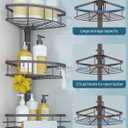 SEIRIONE Rustproof Shower Corner Caddy Organizer for Bathroom, Tension Pole with 4 Baskets, for Bathtub Storage Rack, 34 to 116 Inch Height, Bronze