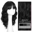 Black Wigs for Women 16 Inch Charming Wig with Bangs for Women Shoulder Length Natural Wavy Synthetic Wigs for Daily Party Cosplay (Black)